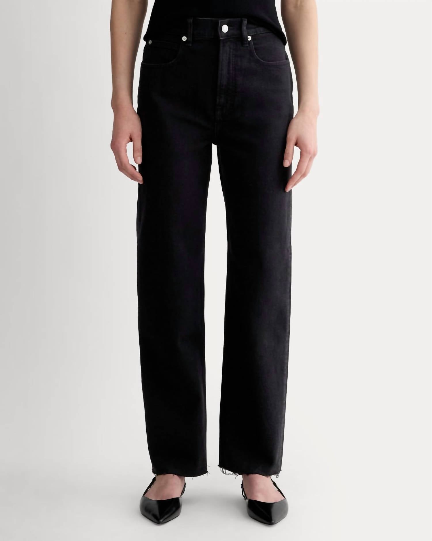 Everlane Women's The Way High Low Stretch Jean in black wash - women's pants