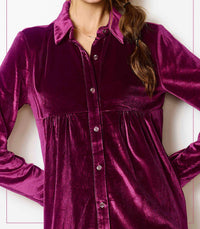 La Miel - Soft Velvety Button Down Collar Dress