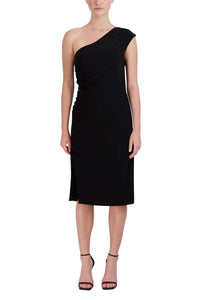Laundry By Shelli Segal - One Shoulder Gathered Side Solid Sheath Ity Dress