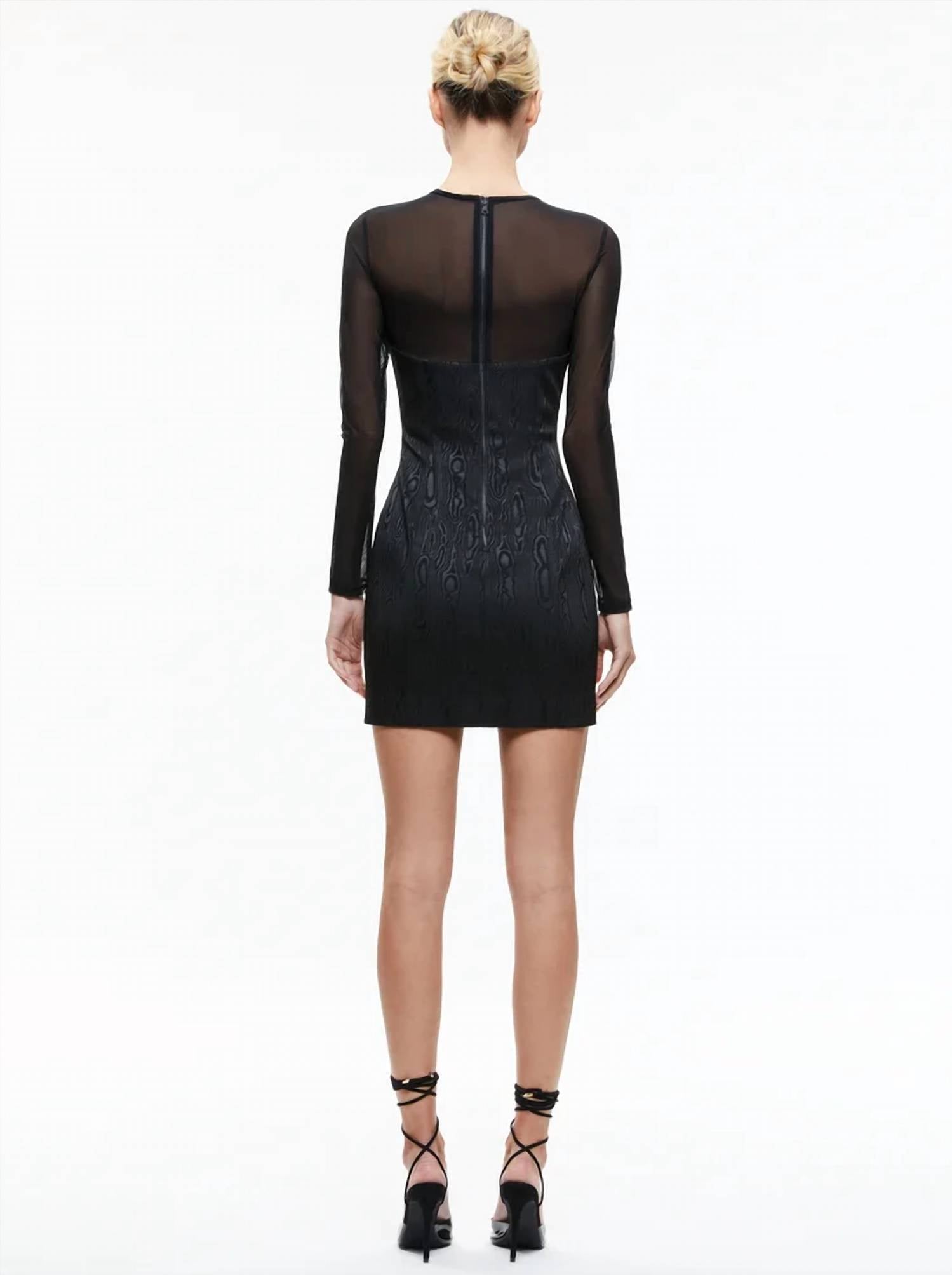 Alice + Olivia - Takako Mesh Long Sleeve Mini Dress