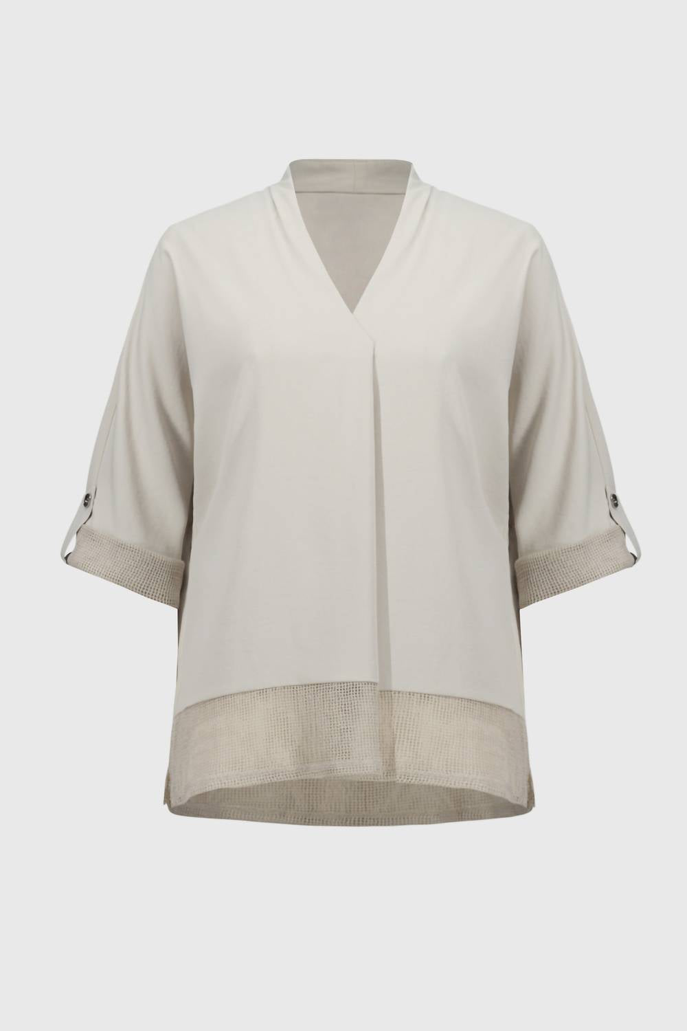 Joseph Ribkoff - v neck top with mesh hem