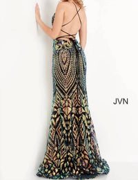 Jovani - V-neck Formal Long Prom Dress
