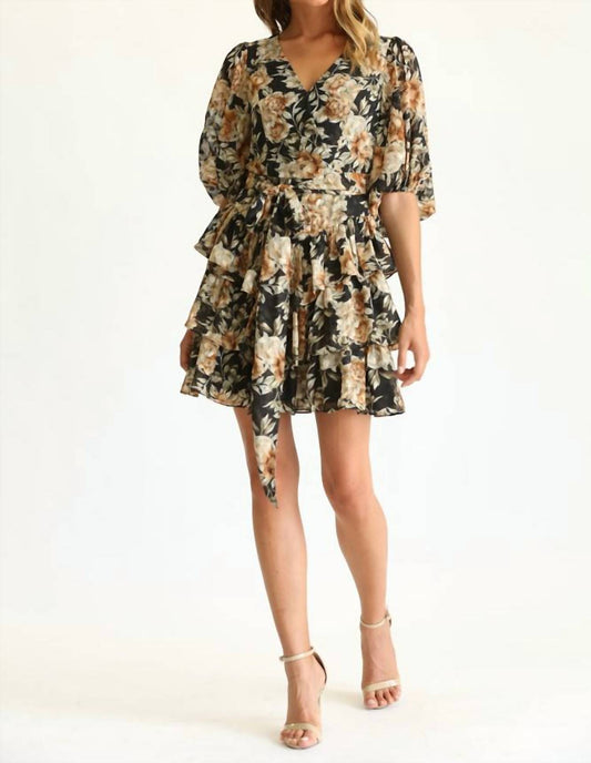 Floral Print Tiered Mini Dress