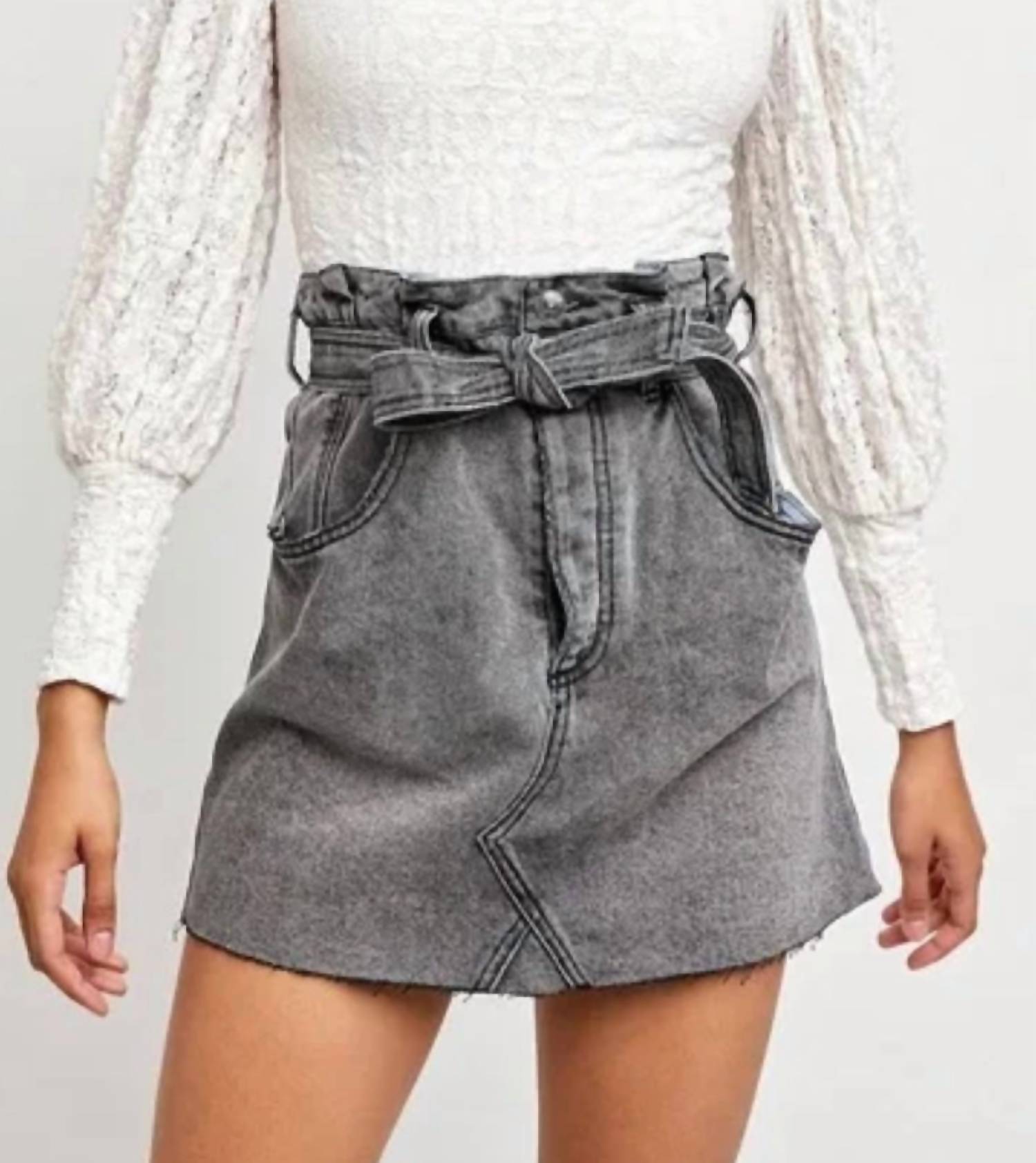 Free People - Tie Waist Jean Skirt