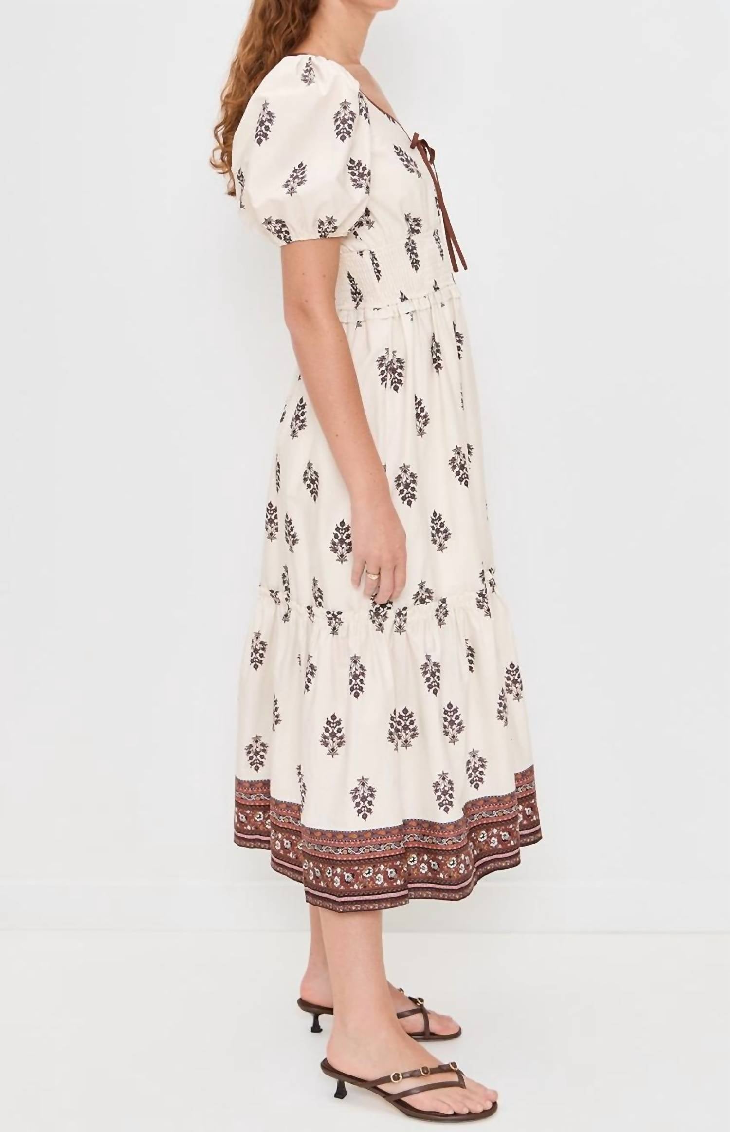 Moon River - Puff Sleeve Pleated Midi Dress