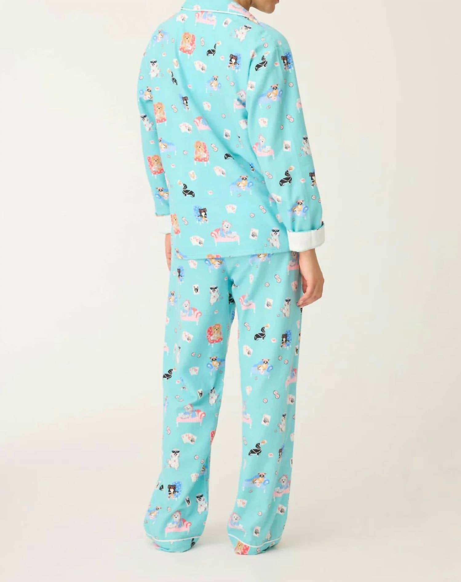 PJ Salvage This Is How I Roll 3-Piece Flannel PJ Set in turquoise - women's intimate - alternate view