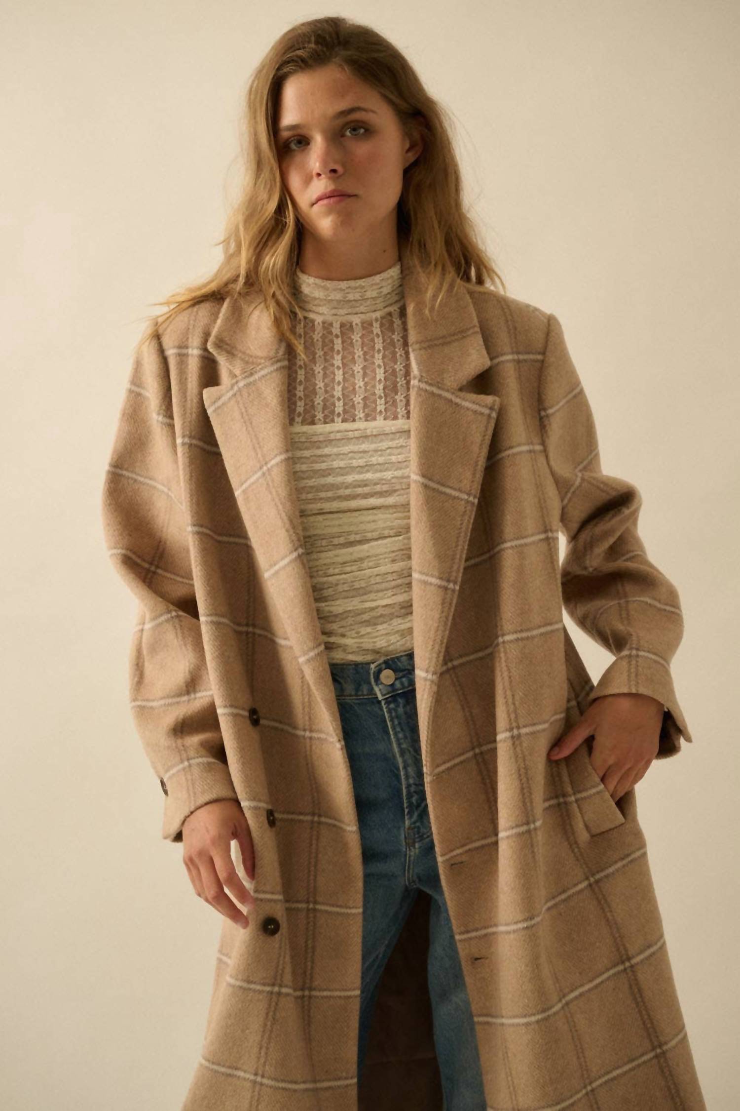 Promesa - Herringbone Tweed Coat