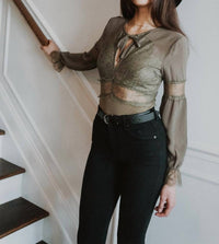 Strut & Bolt - Lace detail long sleeve bodysuit
