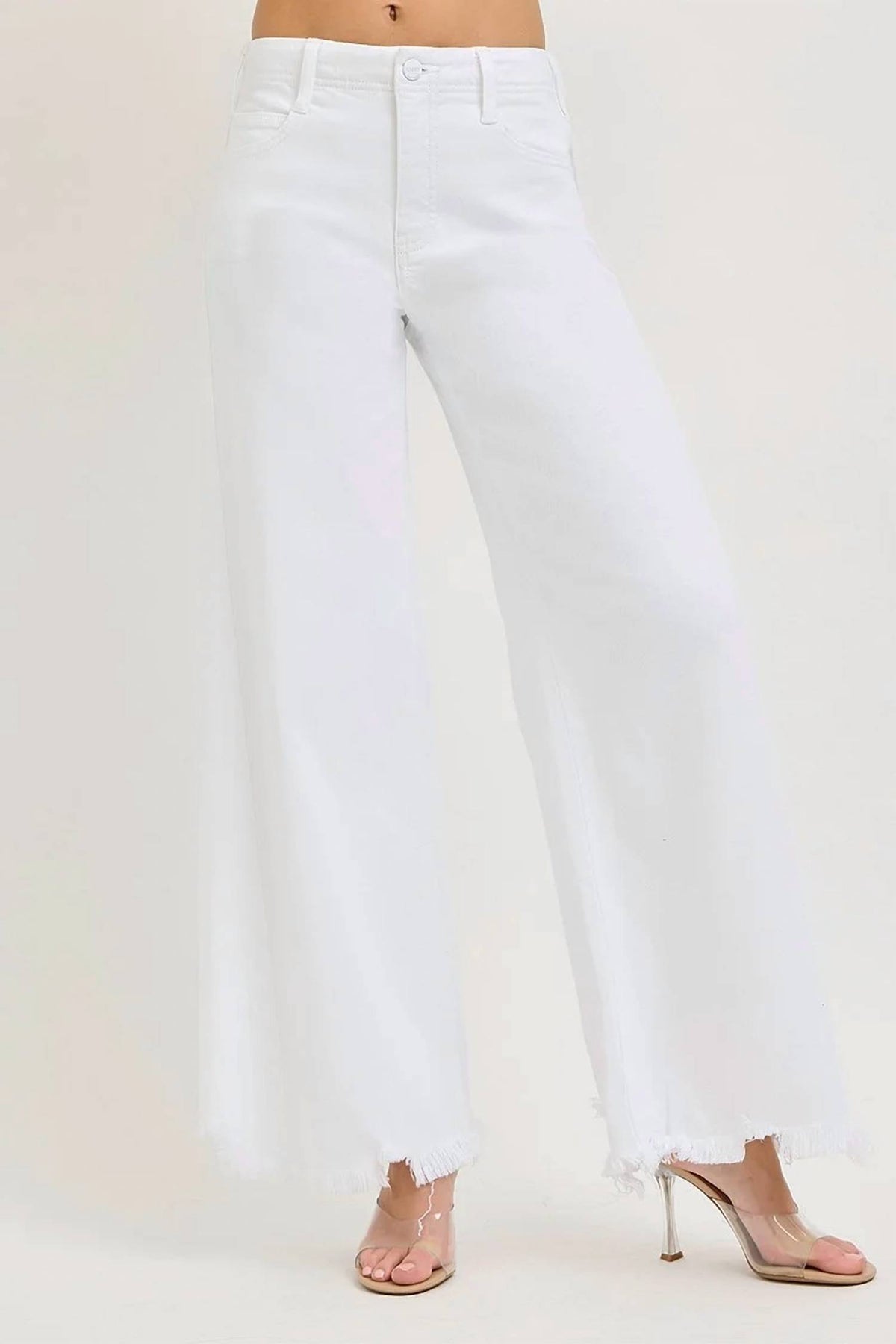 Risen - Tummy Control Palazzo Frayed Hem Jean