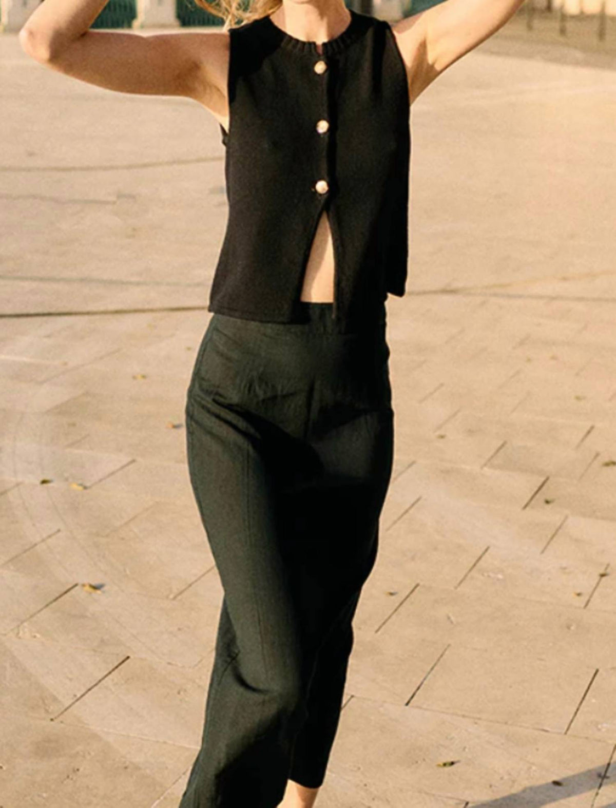 CIAO LUCIA Borgia Linen Midi Skirt in black - women's skirt - detail view