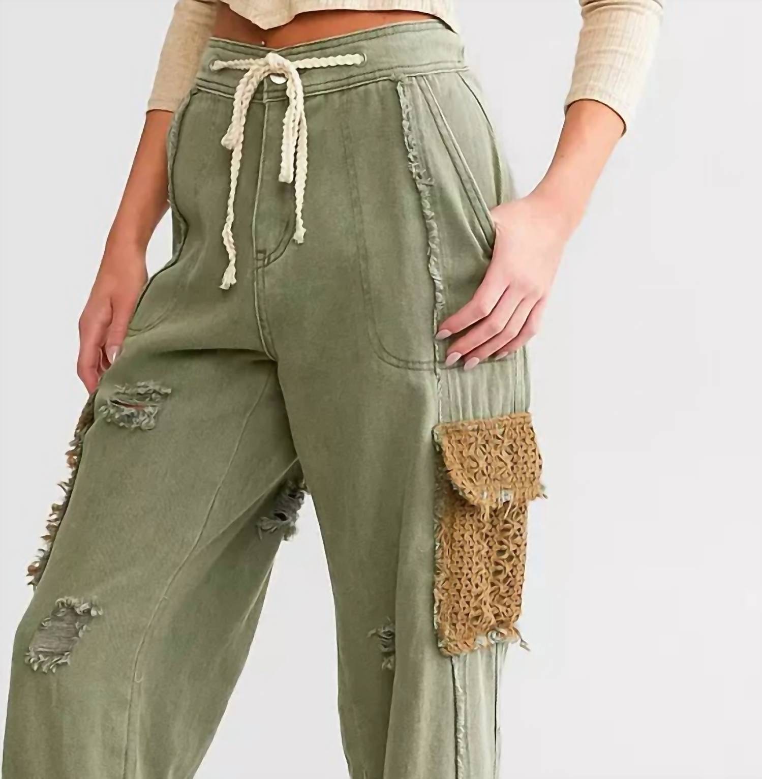 Pol - Pieced Cargo Pant With Rope Tie