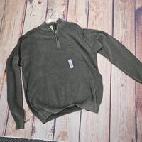 F/X Fusion Men's Baby Thermal 1/4 Zip Sweater in olive - men's sweater - detail view