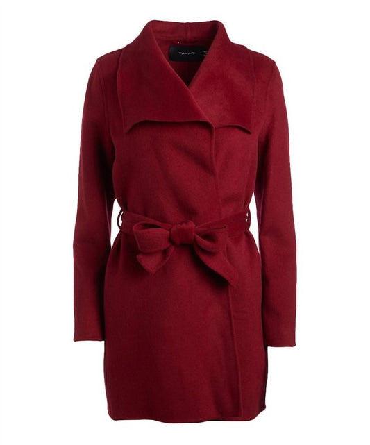 Women Large Collar Belted Wool Blend Coat Jacket