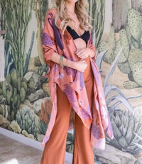Leto - Floral Motif Boho Festival Cover Up Kimono