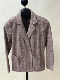 Hem & Thread Jacquard Tweed Blazer in pink - women's jacket