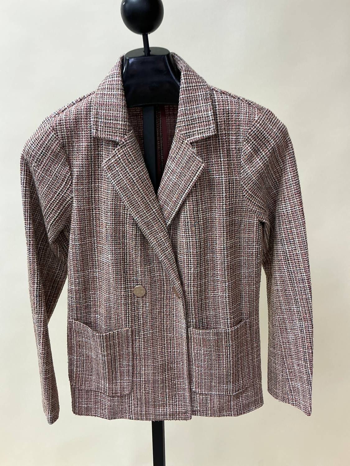 Hem & Thread Jacquard Tweed Blazer in pink - women's jacket