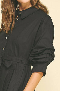 Pinch - Tuck Sleeve Midi Dress