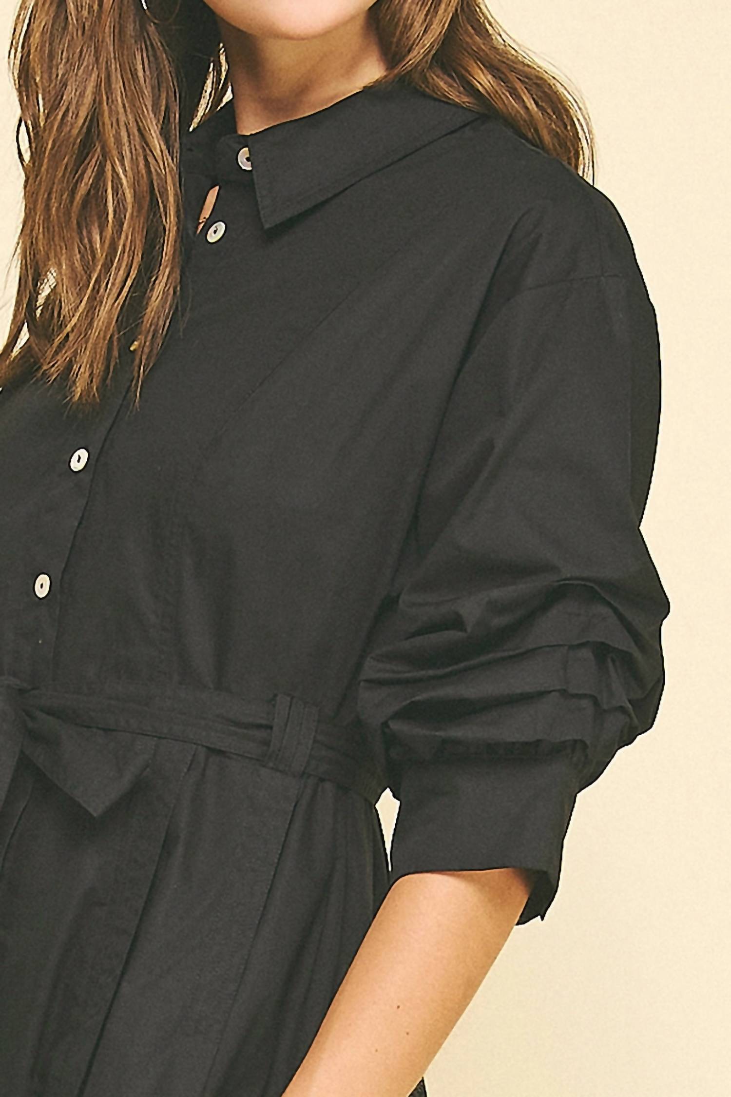Pinch - Tuck Sleeve Midi Dress