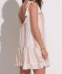 Elan - Tiered Tie Strap Mini Cover-up Dress