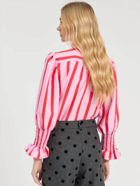 Vilagallo - Bicolour Striped Shirt With Ruffles