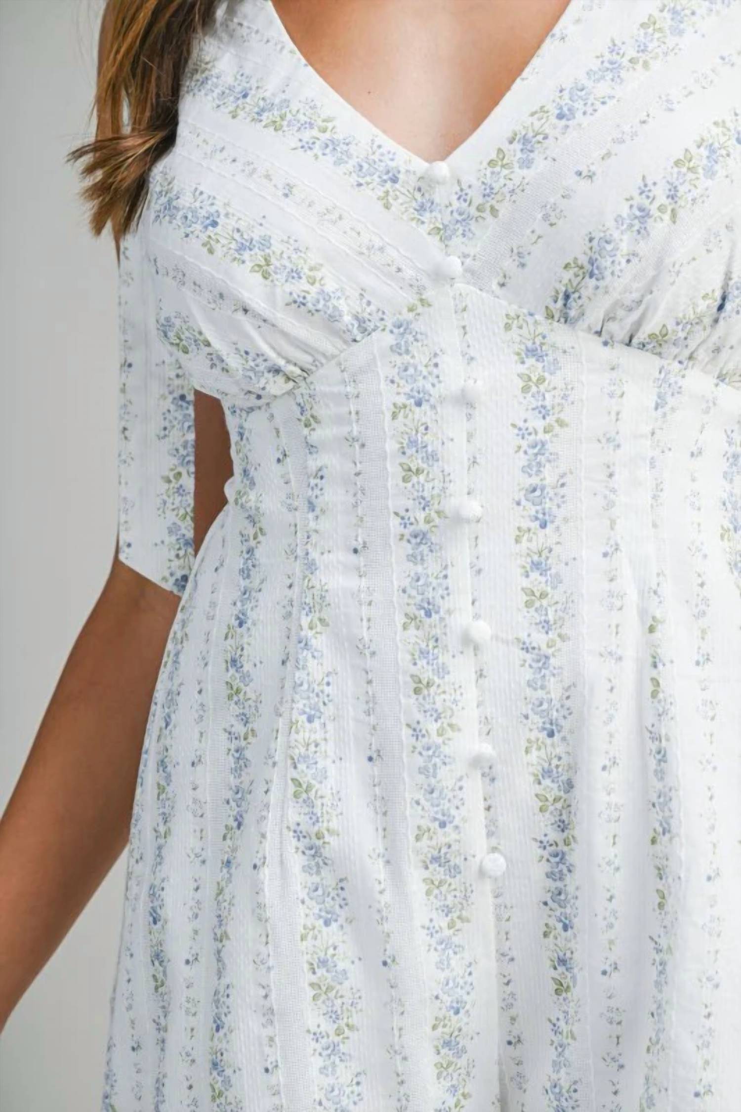 Mable - Stripe Floral Print Back Tie Romper