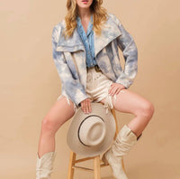 Blue B - Suede Tie Dye Moto Jacket