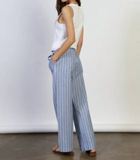 Dylan Bree Mid-weight Stripe Pant in blue - women's pants - detail view