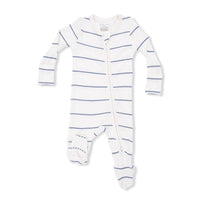 Angel Dear - Kids Vintage Stripe Ribbed Modal 2 Way Zipper Footie