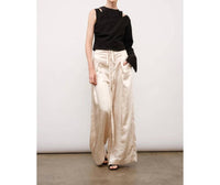 Ina Fashion - Round Neck Asymmetrical Sleeve Cut-out Crop Top