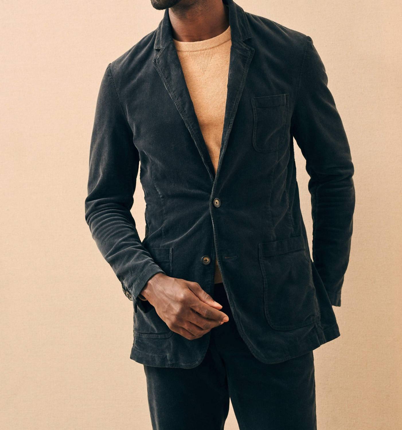 Faherty Men’s Stretch Corduroy Blazer in midnight navy blue - men's jacket