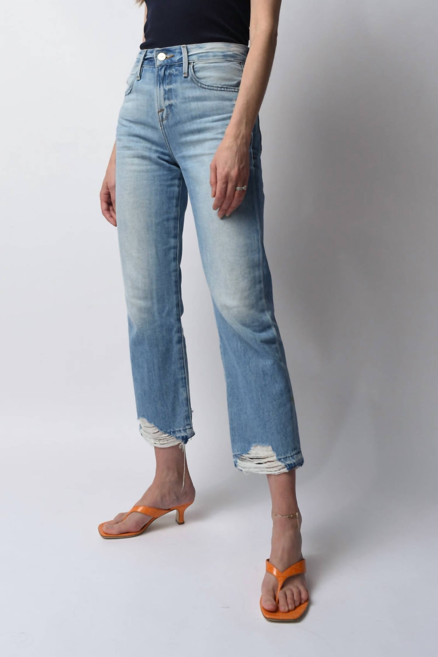 Frame - Le Hollywood Crop Released Hem Jeans