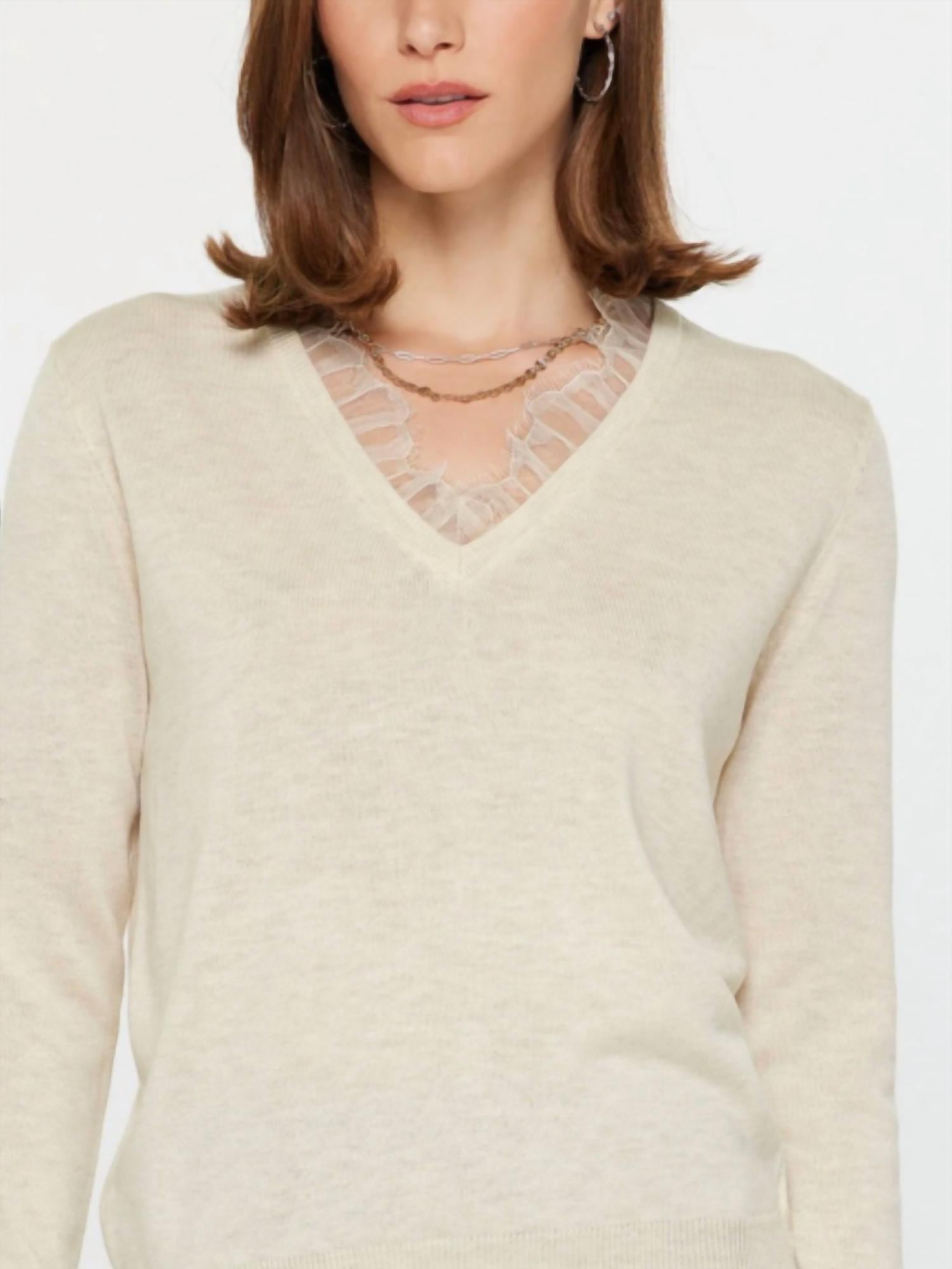 Current Air - Ruffle V-neck Sweater