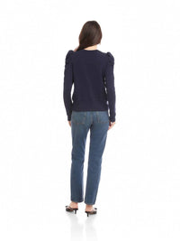 Fifteen Twenty Leila Puff Sleeve Top in navy - women's long sleeve top - view 5