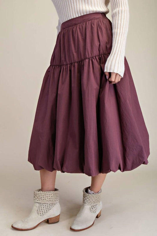Easel - Balloon Hem Parachute Midi Skirt With Side Pockets