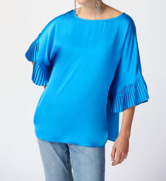 Joseph Ribkoff - Satin Boxy Top With Statement Ruffled Sleeves
