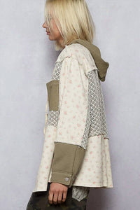 Pol - Balloon Sleeve Frayed Edge Detail Hoodie Jacket