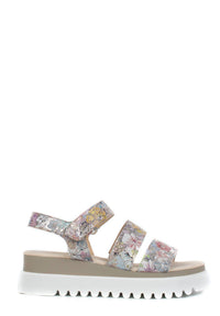 GABOR Women's Leather Platform Sandal in flower print suede - women's sandal - detail view
