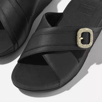 Fitflop - Women's Lulu Buckle Leather Cross Slide Sandals
