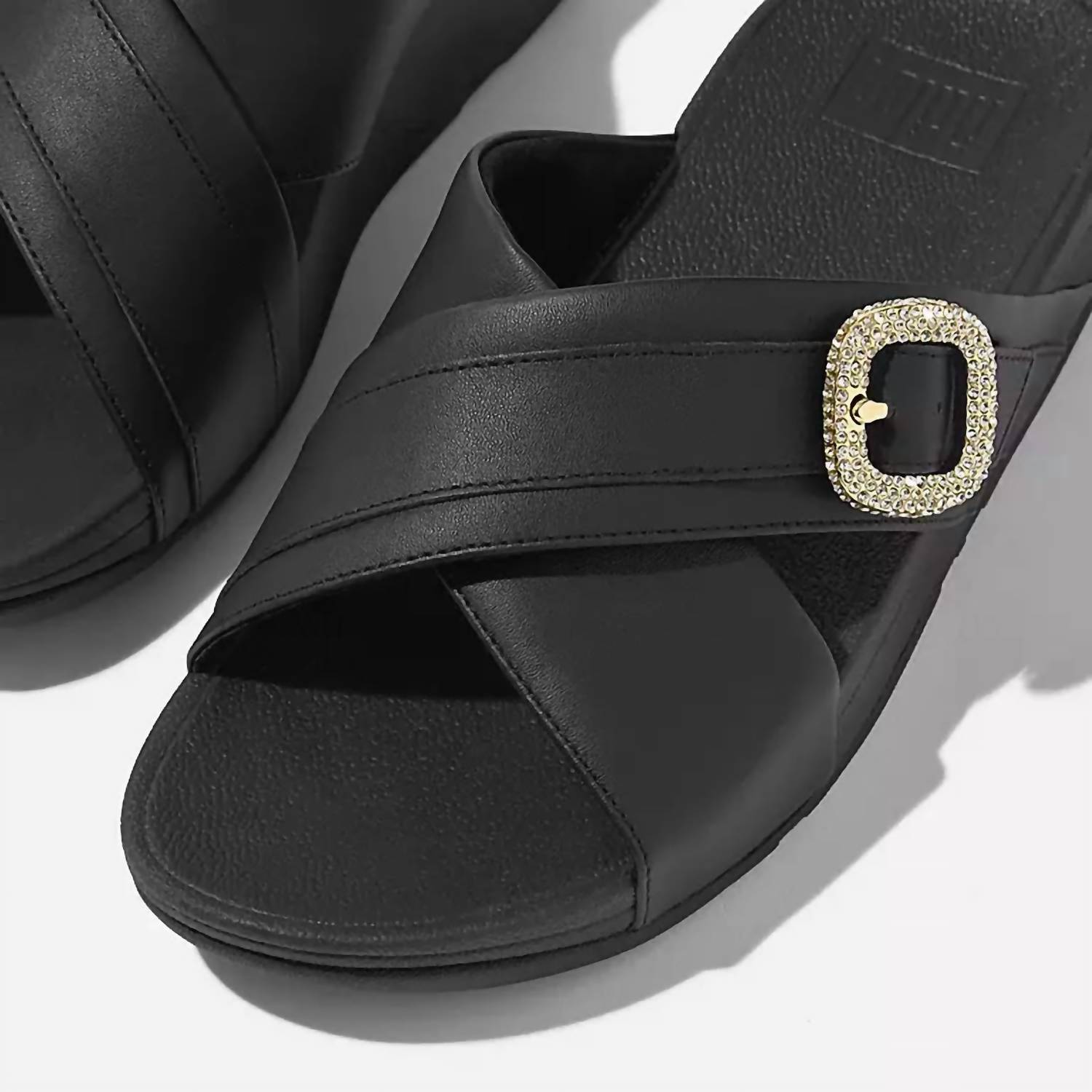 Fitflop - Women's Lulu Buckle Leather Cross Slide Sandals