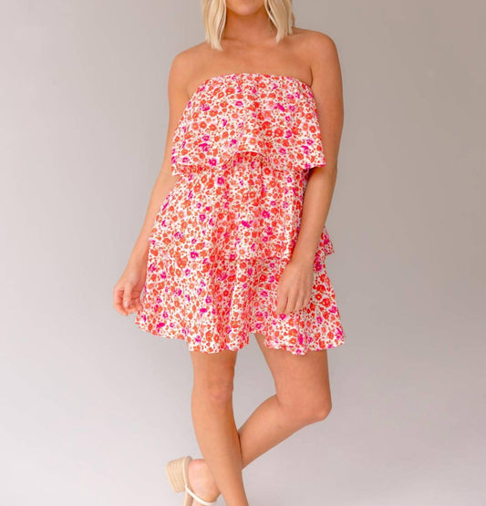 En Creme - Briella Ruffled Floral Mini Dress