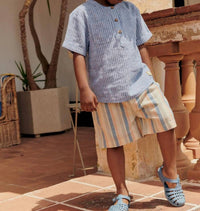 Louise Misha Arun Short Sleeve Shirt in blue onda stripes - kids' t-shirt