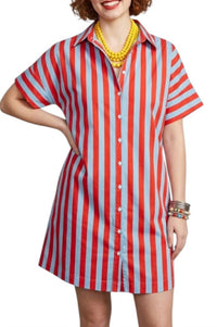 Thml - Striped Short Sleeve Button Up Dress