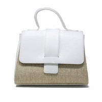 German Fuentes - Women's Italian Leather And Raffia Top Handle Crossbody Bag