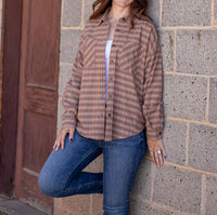 Hem & Thread Take It From Me Flannel Shirt in brown - women's shirt - view 5
