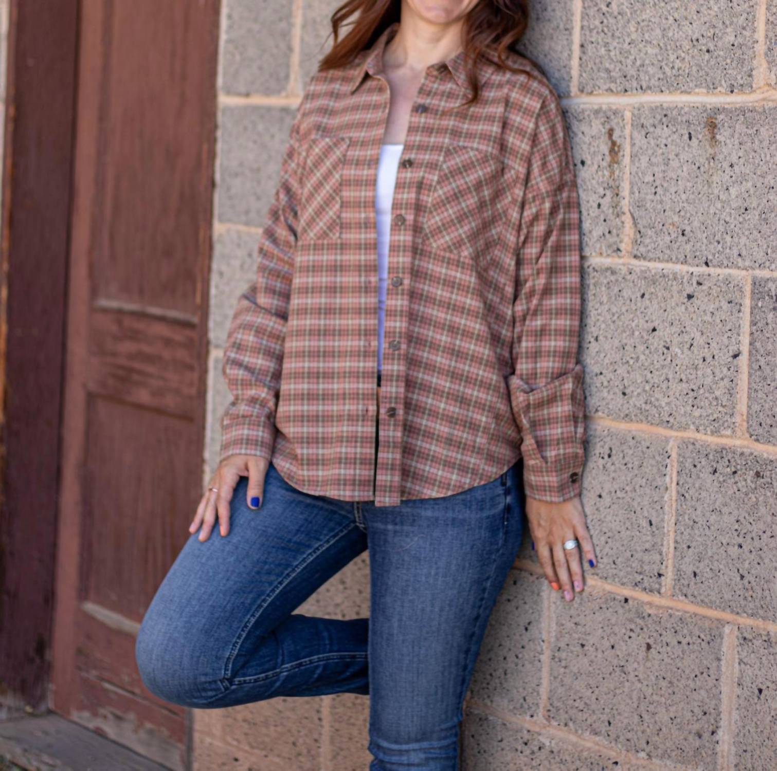 Hem & Thread Take It From Me Flannel Shirt in brown - women's shirt - view 5