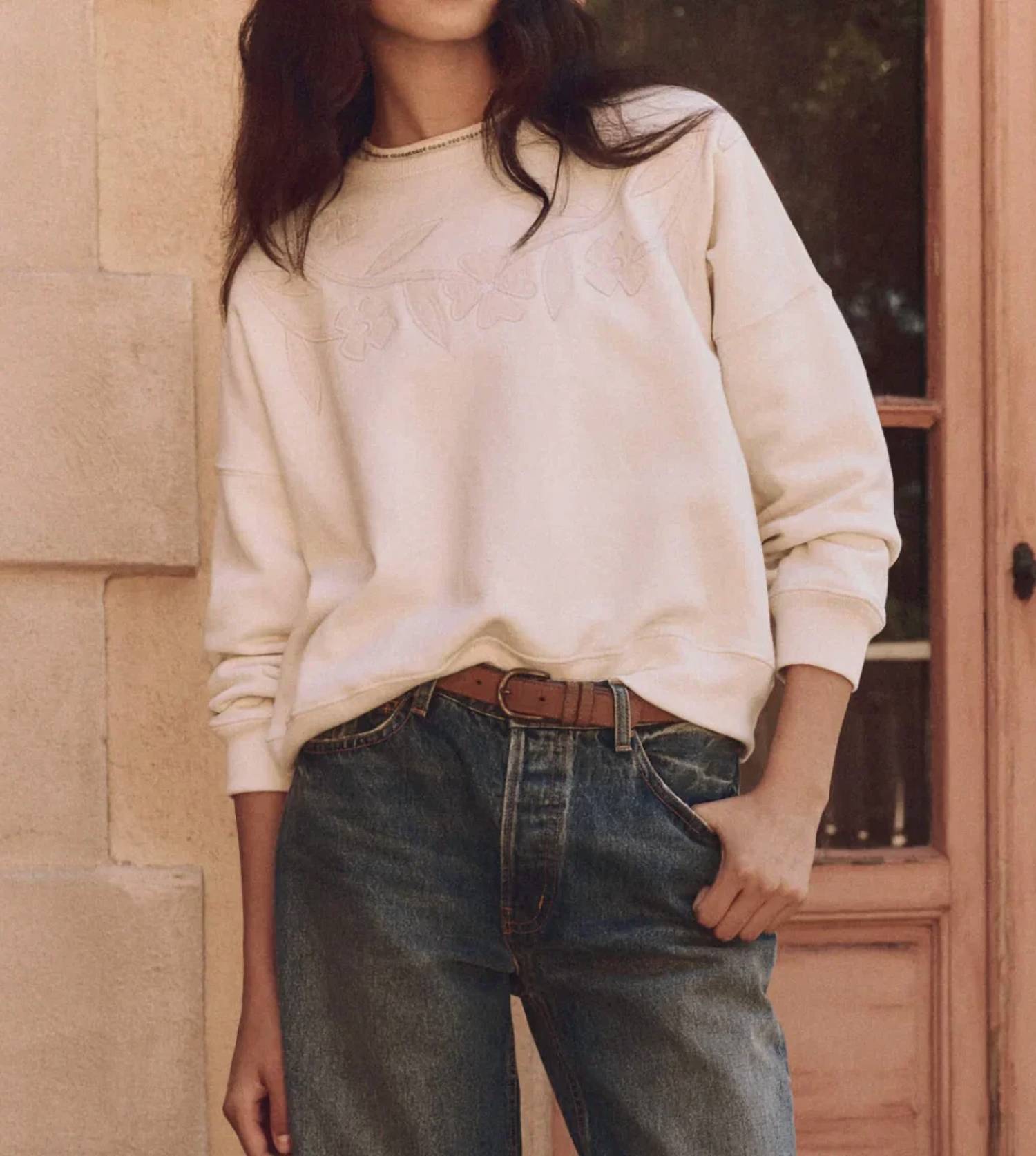 The Great. - Floral Applique Teammate Sweatshirt