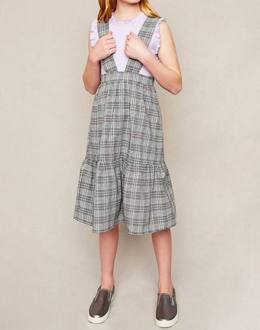Hayden La - Girls Tiered Glen Check Overall Dress