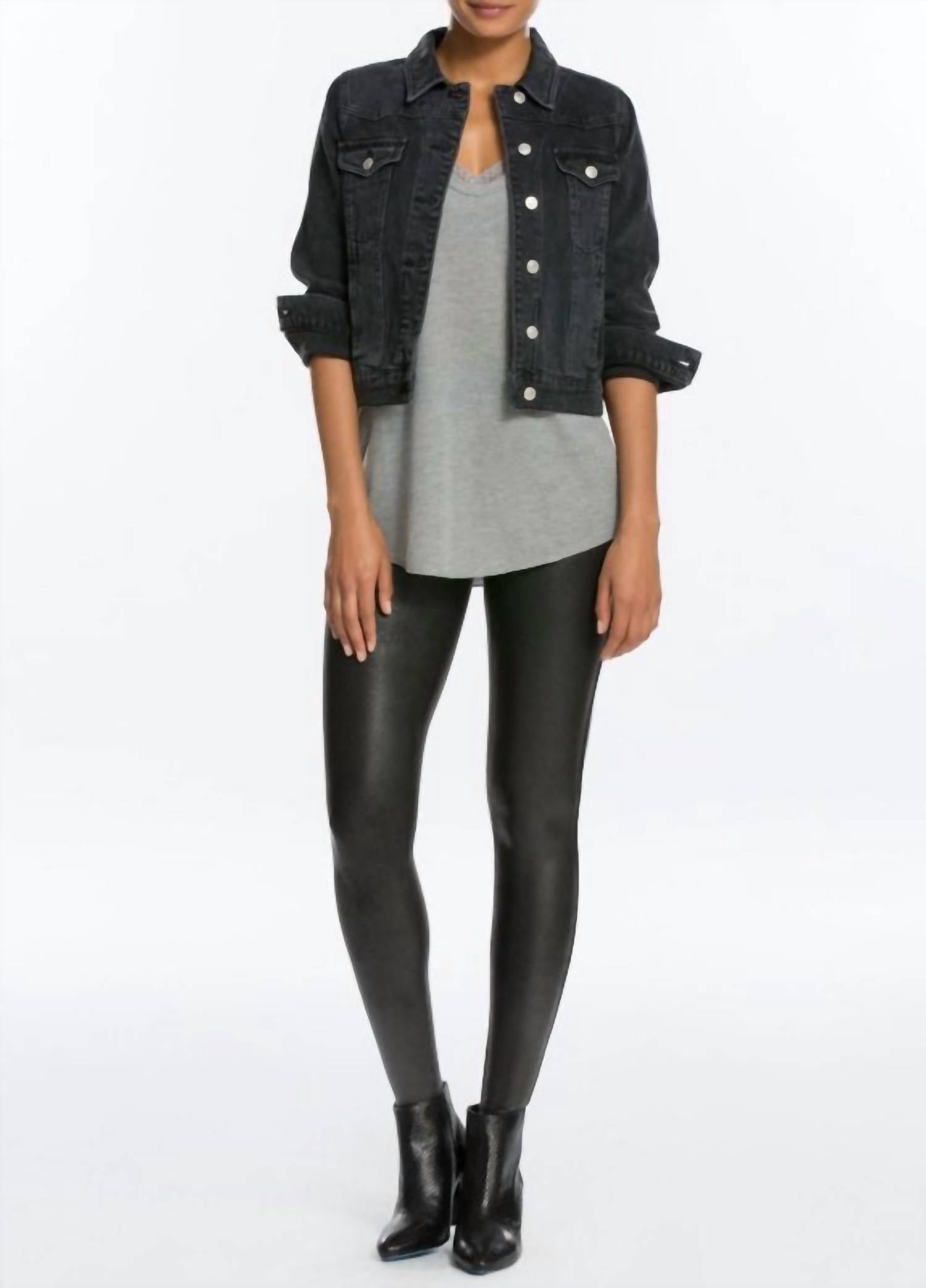 Spanx Faux Leather Leggings in black 5 - women's pants - alternate view