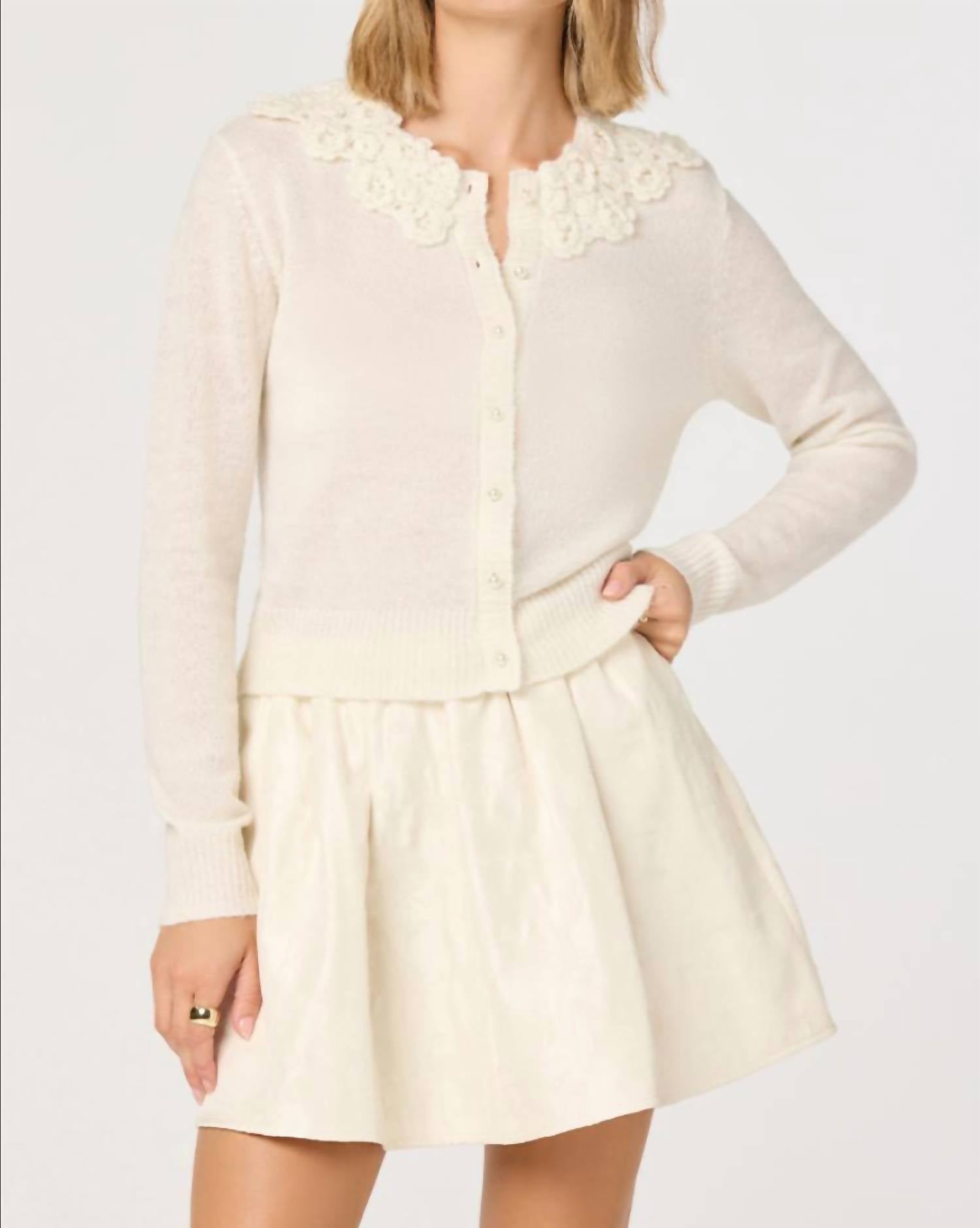 ASTR Meadow Cardigan Top in off white - women's sweater