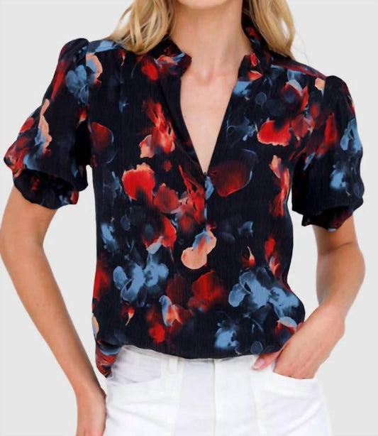 Go By Go Silk - Go Soft Spoken Short Sleeve Printed Blouse